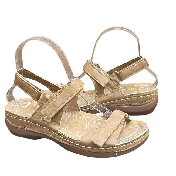 Josdec Sandals Women's 37 Tan Open Toe Platform Orthopedic Dressy Summer - Picture 6 of 8